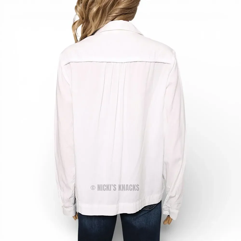 Anthropologie Cloth & Stone White Tencel Button Down Shirt Blouse Braided Size M - Picture 6 of 10